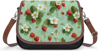 Generic Strawberry And Flower Fashion Womens Crossbody Bags Novelty Handbag Shoulder Bag Purse