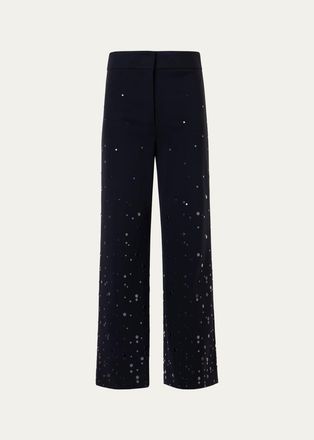 Akris Chieko Embellished Straight-Leg Ankle Pants