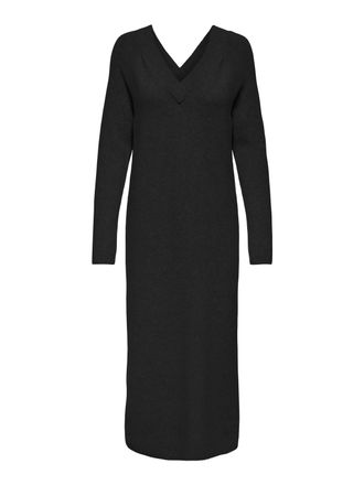 Only Strickkleid ONLY ONLJEANETT LIFE LS V-NECK DRESS CC KNT, Damen, Gr. XS (34), N-Gr, schwarz, Strick, Obermaterial: 88% Polyester, 6% Elasthan, 6% Nylon