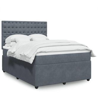 vidaXL Vidaxl - Cama Box Spring Con Colch&oacute;n Terciopelo Gris Oscuro 140x190 Cm