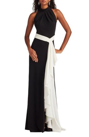 Tadashi Shoji Sleeveless Sheath Gown in Black/Ivory at Nordstrom, Size X-Large