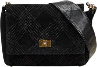Chanel Pre-owned Cross Body Bags, female, Black, Size: ONE SIZE Pre-owned Suede shoulder-bags
