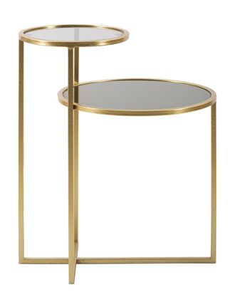 Mauro Ferretti Mesa auxiliar con 2 pisos de metal dorado y cristal cm 50x40x60,5
