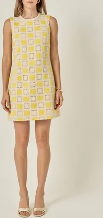 English Factory Crochet Patchwork Minidress in Yellow Multi at Nordstrom, Size X-Large