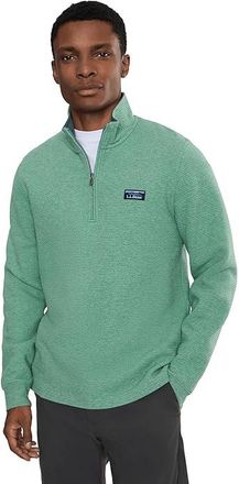 L.L.Bean Lakewashed Double-Knit Quarter-Zip Long Sleeve Mens Sweatshirt Faded Sage Heather : 2XL, Cotton/Polyester