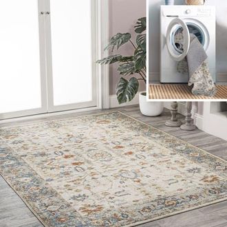 Jonathan Y Designs Hiero Persian Border Low-Pile Machine-Washable Area Rug in Cream/terra at Nordstrom, Size 3Ft 0In X 5Ft 0In