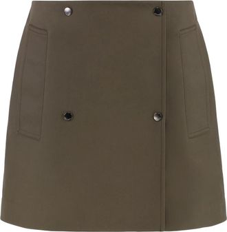 Burberry Katoenen Mini-Rok met zijzakken - Dames - Korte rokken - Groen - 2XS - Katoen - Rokken