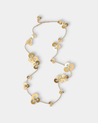 Mahnaz Collection Womens Vintage 1985 Herv&eacute; van der Straeten French Gilded Brass Leaf Flower Chain Necklace