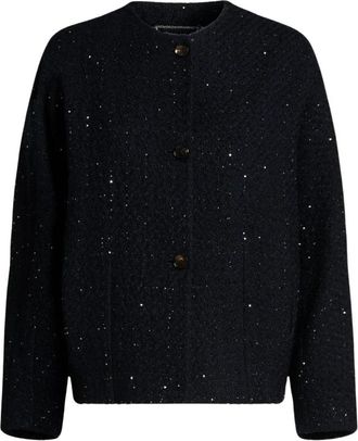 Kiton Tailored Wollen en Zijden Jas - Dames - Vesten - Zwart - S - Wol - Truien & Vesten