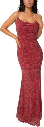 Bebe Printed Mesh Maxi Dress