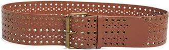 BP. Cutout Grommet Wide Faux Leather Belt in Brown at Nordstrom, Size Medium