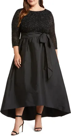 Pisarro Nights Sequin Bodice Taffeta Gown in Black 001 at Nordstrom, Size 18W
