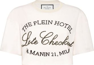 Philipp Plein Cropped T-Shirt Late Checkout Crystal