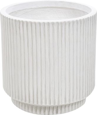 Beliani Maceta De Mezcla De Arcilla Blanco Crema 24 Cm Agujero Drenaje Acabado Vertical Daria