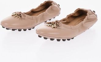 Tod's Leather Ballerinas with Charms and Rubber Pebble Sole size 35,5