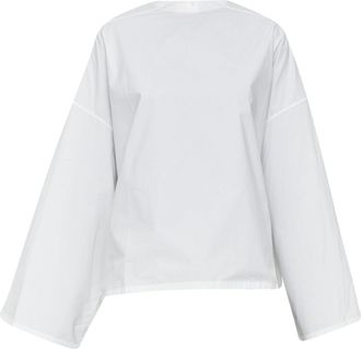 Marni cotton crew neck boxy bell sleeve blouse