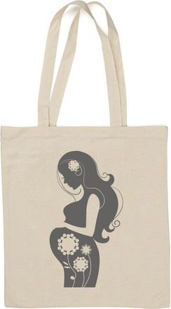 Generic Pregnancy Silhouette Woman Clip Art Natural Cotton Tote Bag White