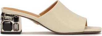 Kazar Elegante slippers op een hak versierd met stenen - Dames - Muiltjes - Beige - 39 EU - Leer - Schoenen