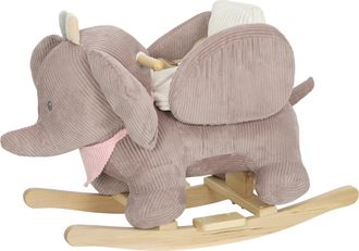 OEM Caballito Balanc&iacute;n Para Beb&eacute;s Con Sonido De Elefante Y Cintur&oacute;n De Seguridad De 3 Puntos Base De Madera Marr&oacute;n