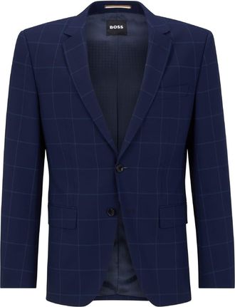 HUGO BOSS Mens Plaid Lapel Collared Blazer in Blue - Size 38 (Chest)