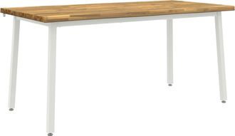vidaXL Mesa De Comedor Con Borde Natural 140 X 90 X 75 Cm Blanco Vidaxl