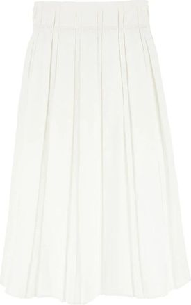 Jil Sander Geplooide linnen midi-rok - Dames - Midirokken - Wit - 2XS - Linnen - Rokken