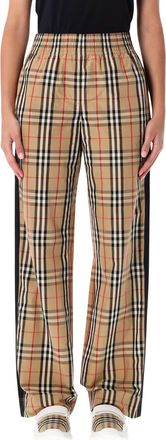 Burberry Wide-leg Cotton Check Trousers