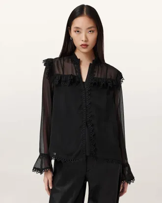 AllSaints Ciara Sheer Lace Shirt