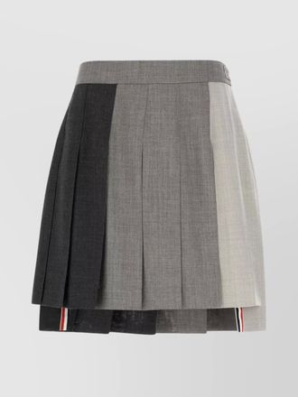 Thom Browne wool skirt with pleated design and color block pattern