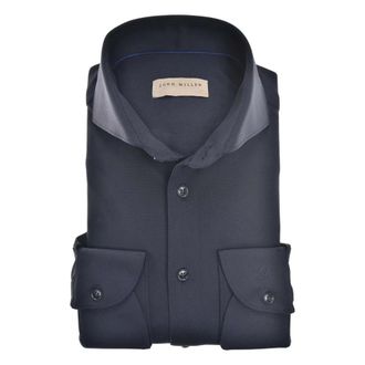 John Miller Slim Fit Lange Mouw Overhemden Donkerblauw - Heren - Zakelijke Overhemden - Zwart - 5XL - Overhemden