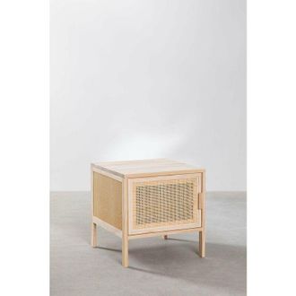 Sklum Mesita De Noche En Rat&aacute;n Y Madera Reyna Sklum