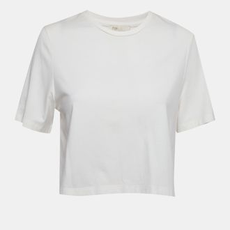 Maje White Jersey Round Neck Crop Top