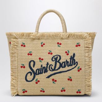 MC2 Saint Barth Colette bag in straw-effect fabric with cherries