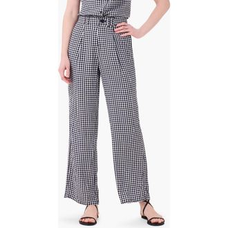 Nic+Zoe Drapey Gingham Wide Leg Pants in Black Multi at Nordstrom Rack, Size 16