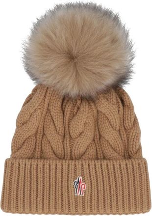 Moncler Accessoires, Dames, Beige, ONE Size, Wol, Mut met pompon