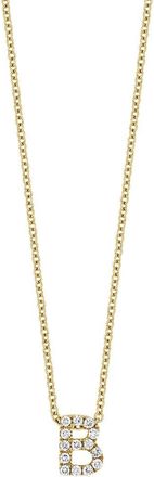 Bony Levy 18k Gold Pavé Diamond Initial Pendant Necklace in 18K Yellow Gold - B at Nordstrom, Size 18 In