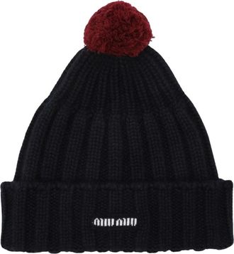 Miu Miu Cashmere Muts - Dames - Accessoires - Blauw - Maat: M Kasjmier