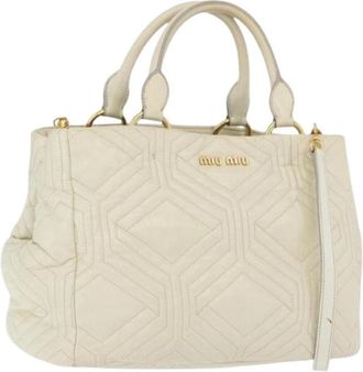 Miu Miu Pre-owned Handbag - Dames - Vintage Handtas - Beige - ONE Size - Leer - Vintage