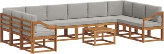 vidaXL Conjunto De Sof&aacute;s De Exterior 11 Uds. Gris Natural Y Claro Vidaxl
