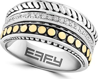 Effy Two-Tone Diamond Band Ring in Silver at Nordstrom Rack, Size 7