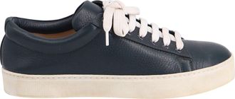 Stuart Weitzman Low Top Lace-Up Sneaker in Navy Blue Leather