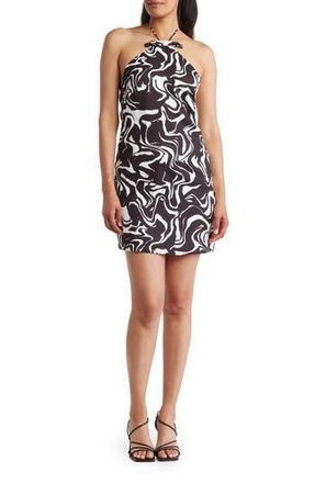 Alexia Admor Zelle Halter Shift Dress in Black White Abstract at Nordstrom Rack, Size 10
