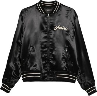 Amiri Bomber in raso con ricamo - Nero