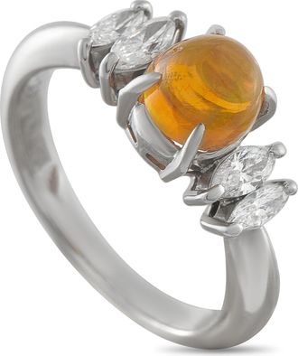 Luxury Bazaar Platinum 0.36ct Diamond and Opal Ring MF04-122925