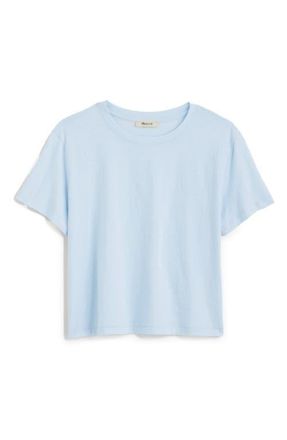 Madewell Boxy Crop Cotton Slub T-Shirt in Sky Blue at Nordstrom, Size Xx-Small