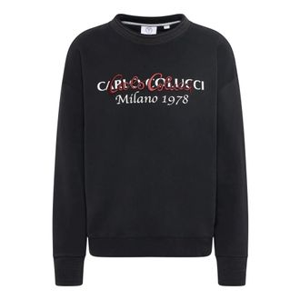Carlo Colucci Hoodies & sweatvesten, Heren, Zwart, L, Oversize Sweatshirt Casual Stijl