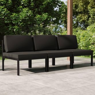 vidaXL Sof&aacute; De Jard&iacute;n De 3 Plazas Con Cojines Aluminio Gris Antracita Vidaxl