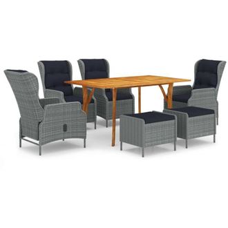 vidaXL Juego De Comedor Para Jard&iacute;n De 7 Piezas Gris Claro Vidaxl