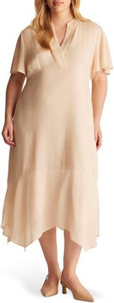 Estelle Claudia Linen Blend A-Line Dress in Natural at Nordstrom, Size 20W