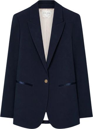 Forte_Forte Matte Satin Blazer - Dames - Blazers - Blauw - L - Leer - Jassen
